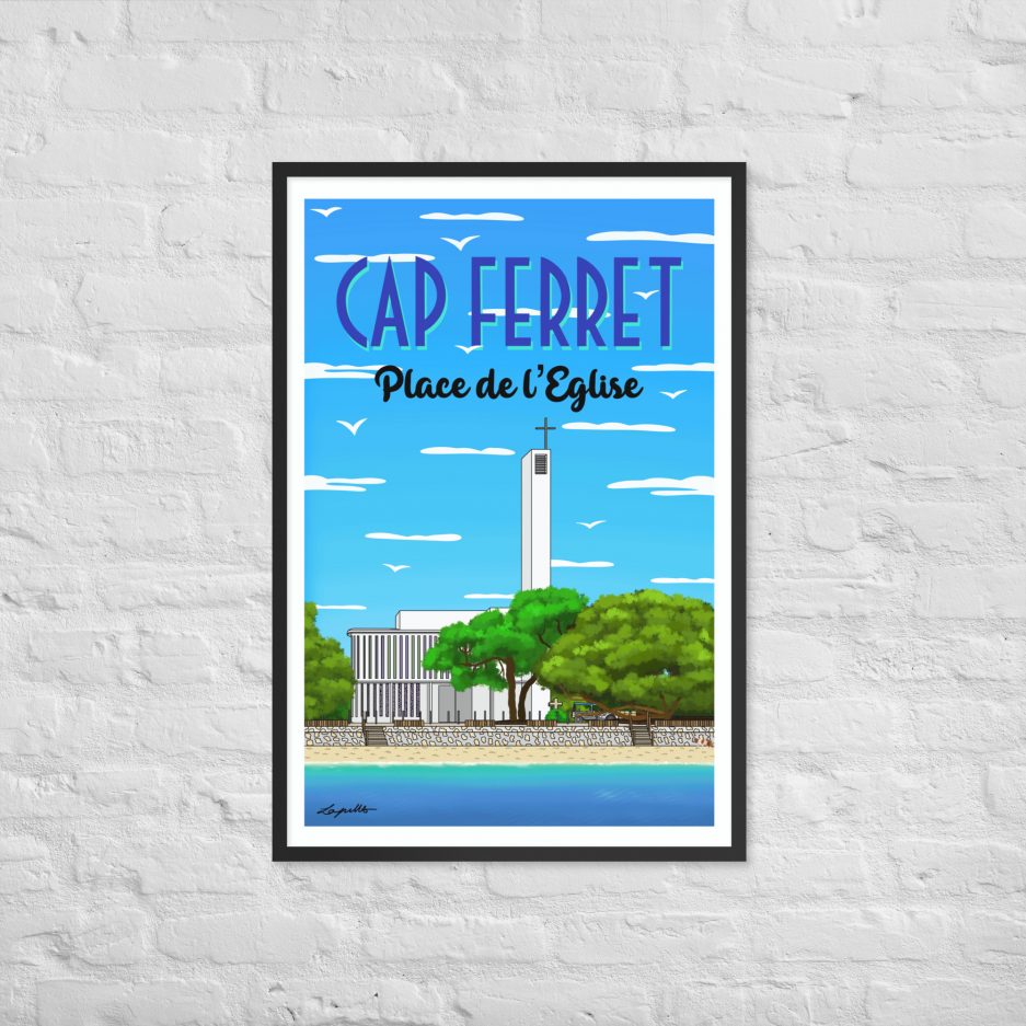 poster place de l'eglise notre dame des flots cap ferret