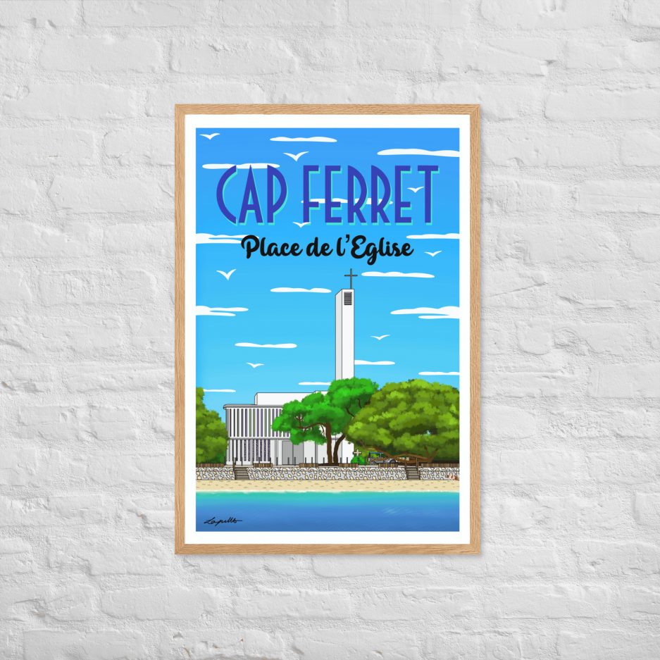 poster place de l'eglise notre dame des flots cap ferret