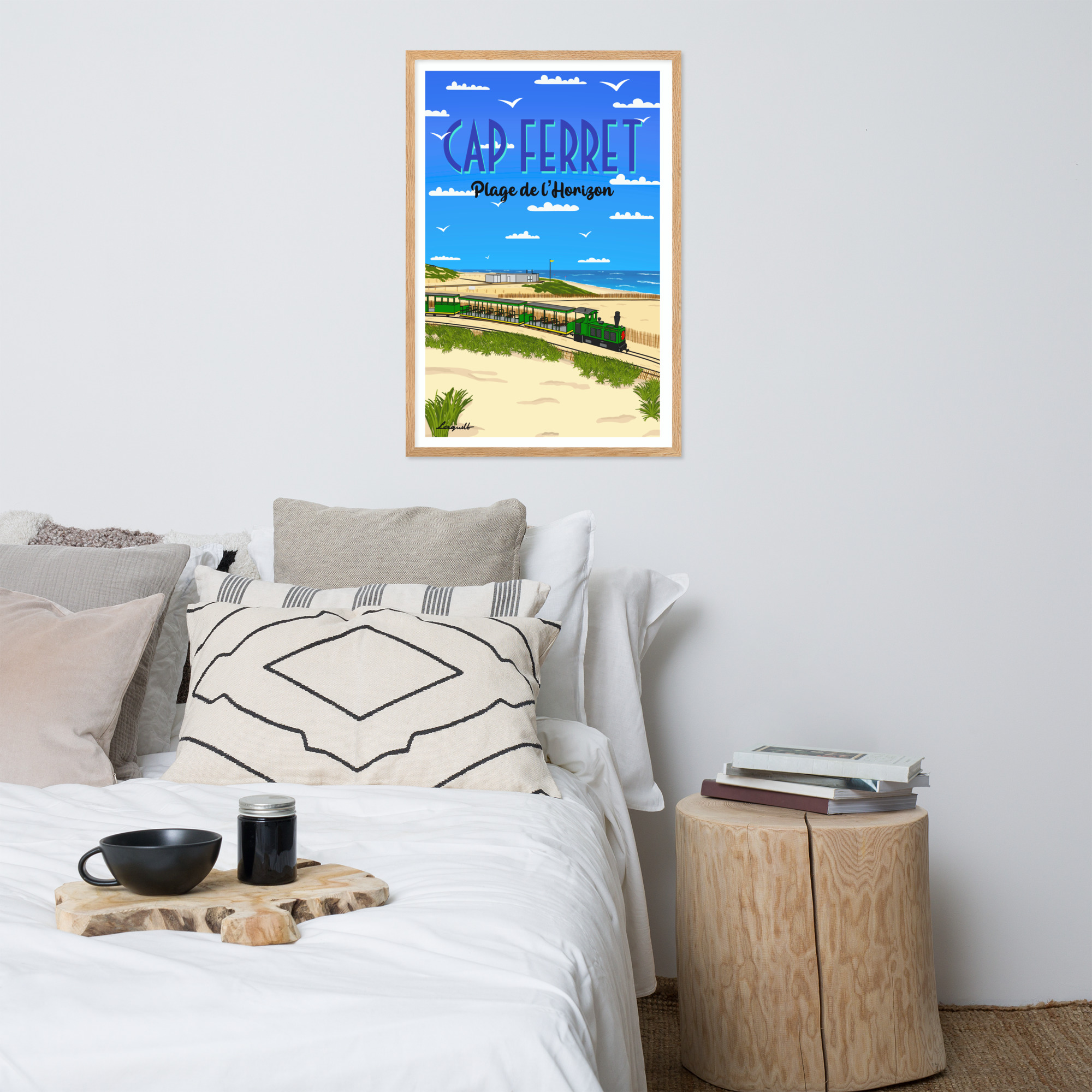 tableau plage de l'horizon cap ferret cadre en bois