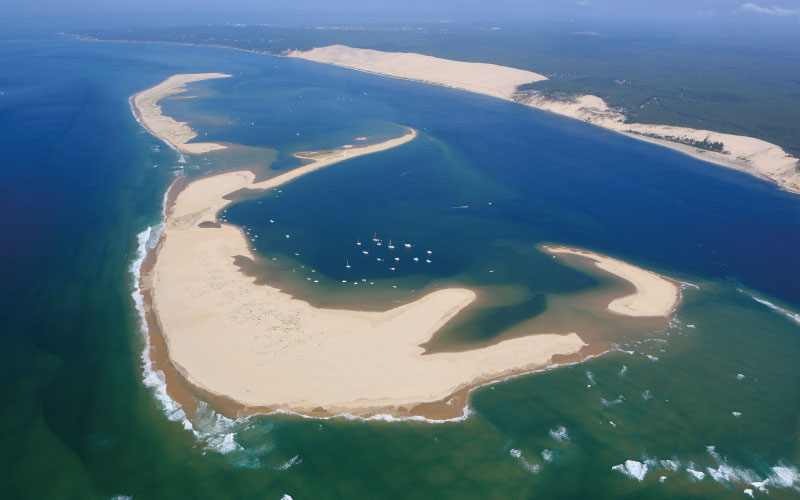 banc d'arguin vue de drone cap ferret et bassin d'arcachon